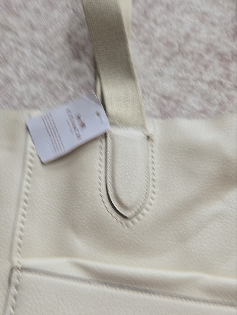 Cream Tote Bag with Front Pocket - Women Bags - Picture 3 of 6